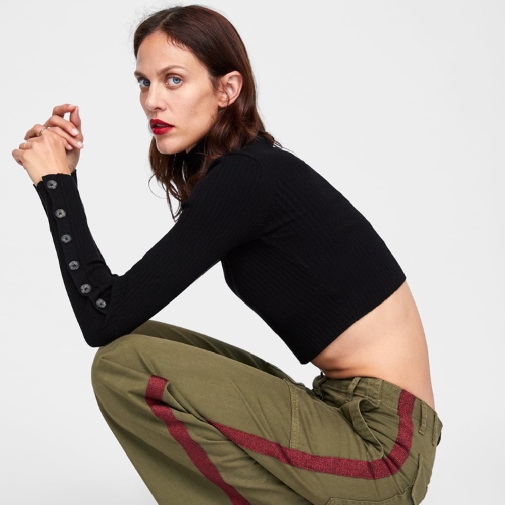 Zara Olive Green Pants with Red side stripes